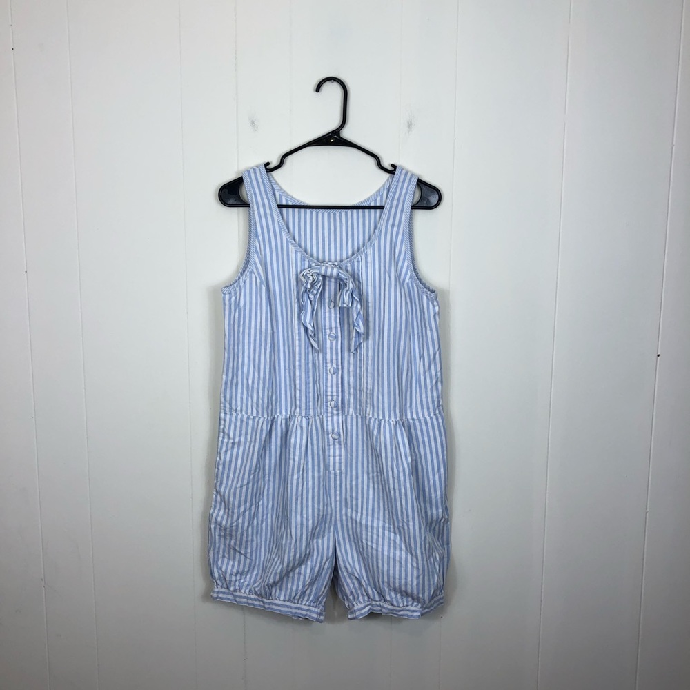 Vintage G Pellini Striped Overalls Shorts Sz L